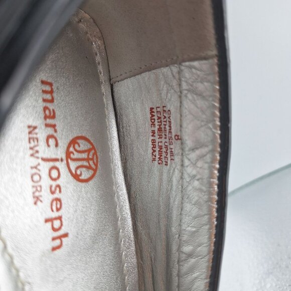 Marc Joseph Pebbled Flats Cypress Hill Tie Black White Leather Brazil Womens 8 - Picture 9 of 9